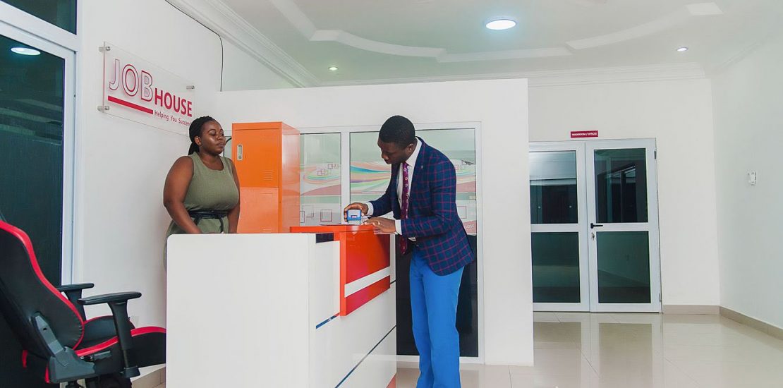 front desk of an office in Ghana