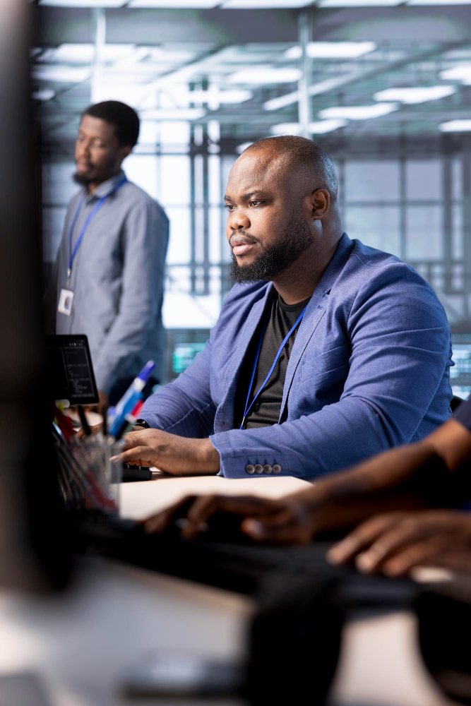 A bpo staff using a computer in the office